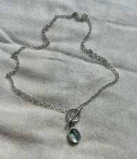 Image 1 of Baby Blue Sea Glass Toggle Chain Necklace