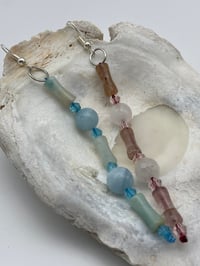 Image 1 of Bamboo Healing Crystal Dangling Earrings  | 95mm • 