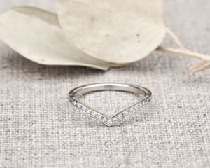 Image of Platinum white diamond semi-eternity wishbone ring