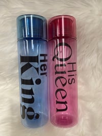 His Queen/Her King Water Bottle Set-Blue