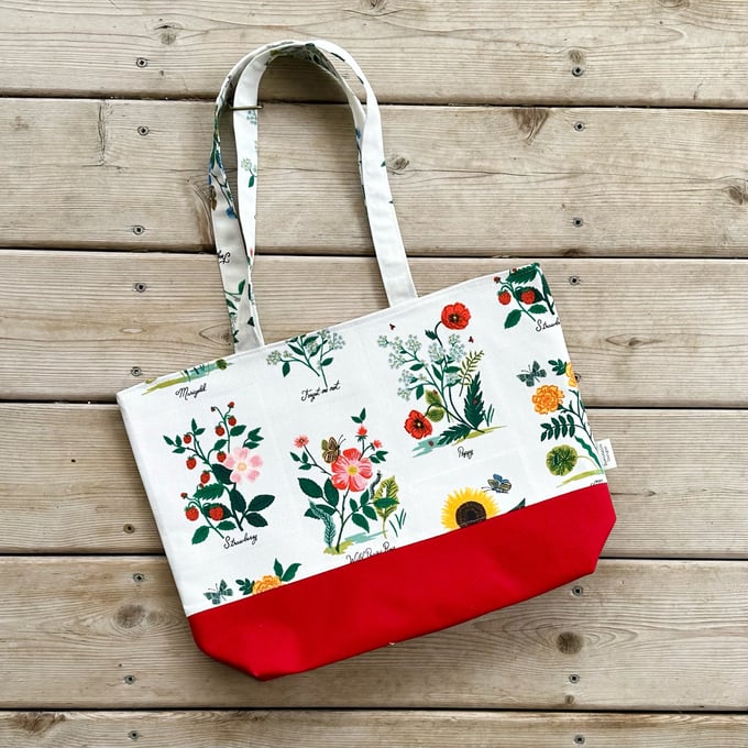 Image of Market Tote Rifle Paper Co Colorful Curio Flowers Happy Accident