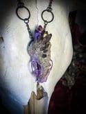 Purple Titanium Quartz - Mink Skull Necklace