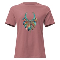 Image 5 of Women's Relaxed T-Shirt, Feathers and Turquoise Horseshoe Tee, Western