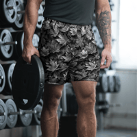 Image 3 of Grayscale Maple Leaf Unisex Athletic Shorts