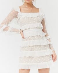 Image 1 of FOREVER 21 long sleeve tiered ruffle lace mini dress