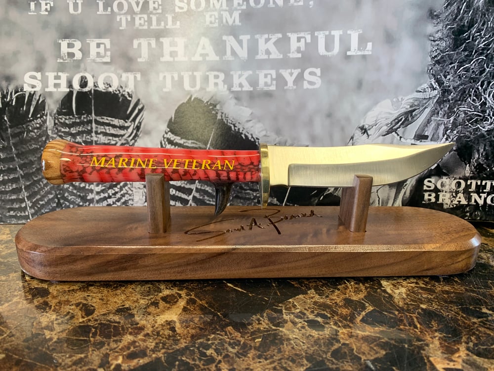 Image of US Marine Veteran Knife with Stand