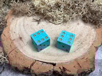 Image 5 of D6 Dice Pair Blue with Gold Star Pips