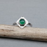 Image 6 of Handmade Sterling Silver Green Onyx Stamped Dainty Ring