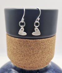 Image 3 of Floral Textured Tiny Heart Earrings