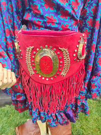 Image 4 of Dolly Bumbag suede fringe tassles RED