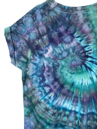 Image 11 of M 100% Cotton Short T-Shirt Dress with Pockets in Mermaid Spiral Ice Dye