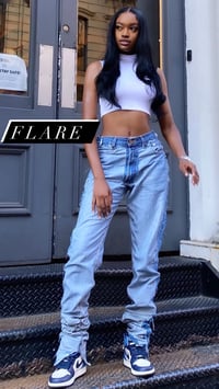 Image 2 of FLARE/ FITTED Reversed stacked jeans