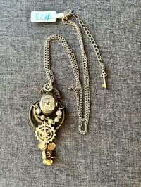 Image 1 of Steampunk repurposed necklace with watch face and rosary beads