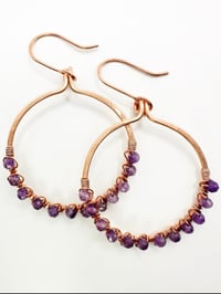 Image 1 of Amethyst (Copper) Hoop Earrings