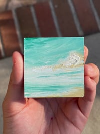 Image 2 of “mint sea” oil on gesso board 2.5 x 2.5 inches 