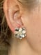 Image of Lotus Flower Rainbow Moonstone Duo Stud (Stamen and Stone) Earrings