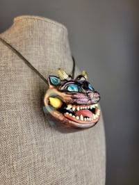 Image 5 of Electrumagenta Oni Cat Pendant # 3