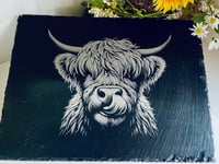 Image 1 of Highland Cow Slate Cheese/Graze Board