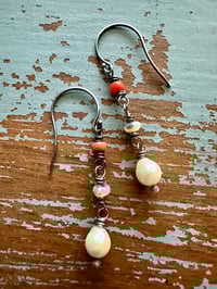 Image 8 of antique coral opal and pearl earrings