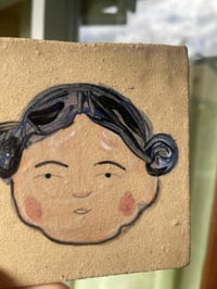 Image 2 of Hildi. - Handmade ceramic tile with illustration
