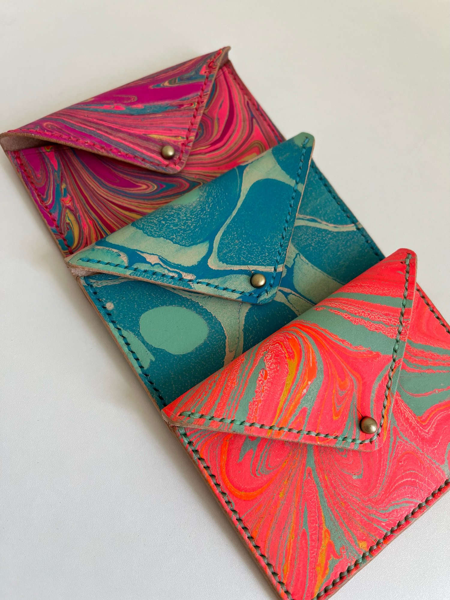 Image of Fluorescent Orange Marbled Envelope Wallet 