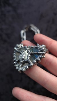 Image 3 of labradorite crystal heart with fox tooth chunky 