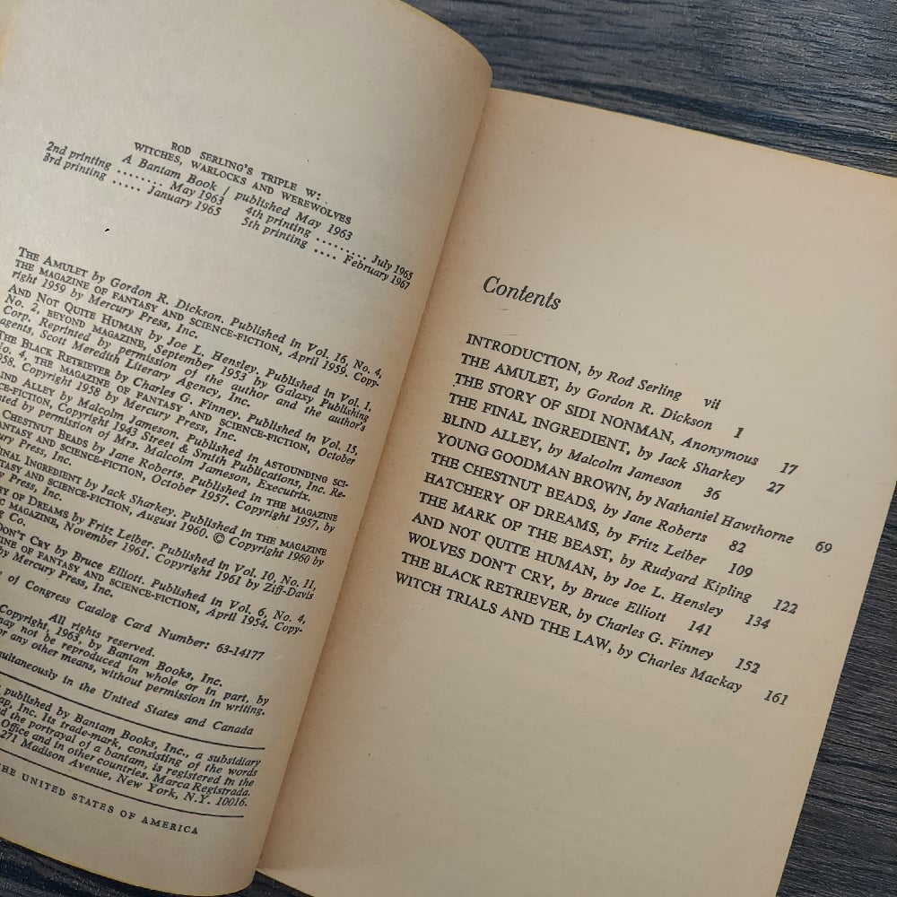 Triple W: Witches, Warlocks, and Werewolves, by Rod Serling