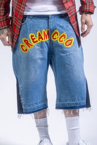 Image 1 of Red Flame Denim Jean Shorts