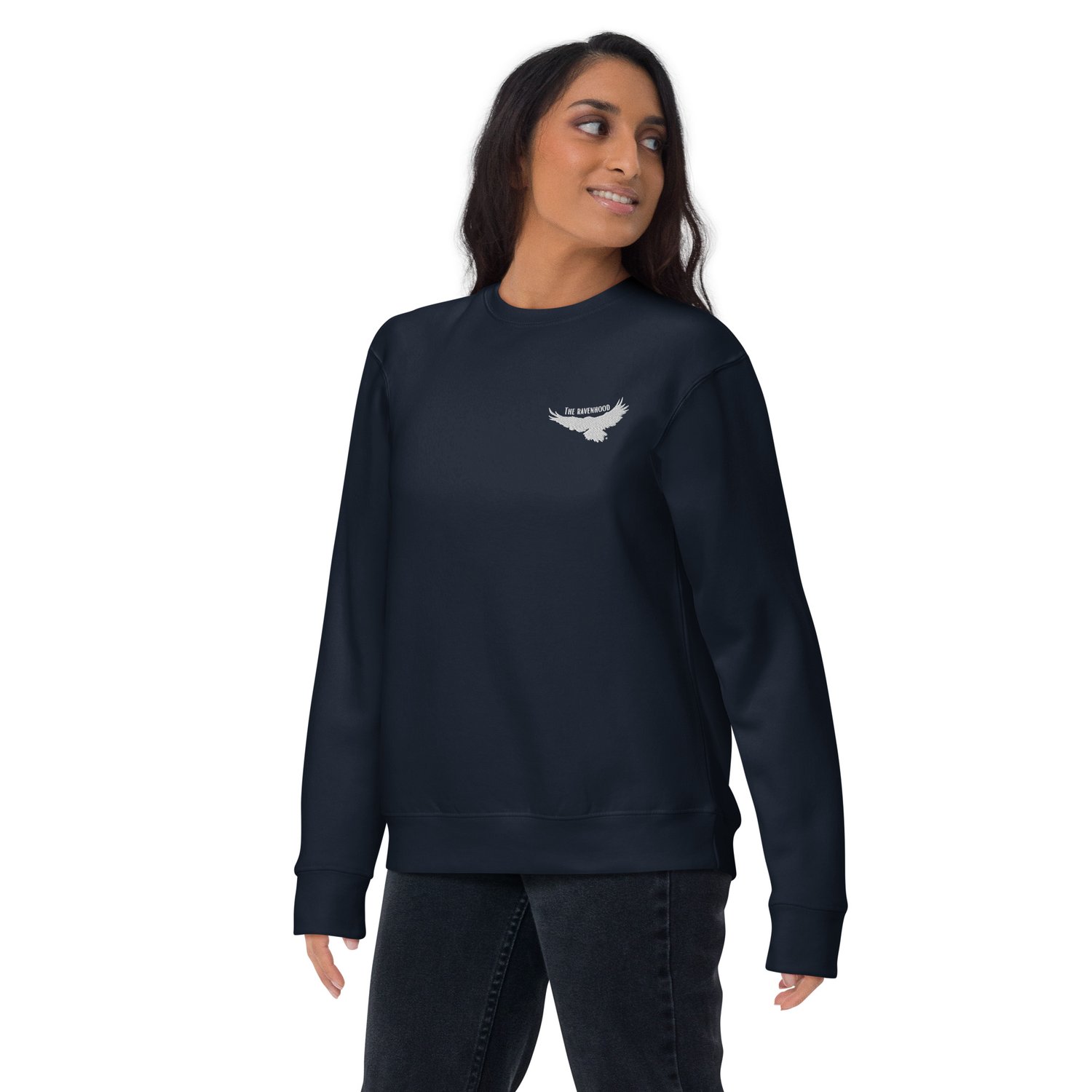 Image of Officially licensed Ravenhood embroidered Unisex Premium Sweatshirt with front and back design