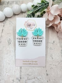 Image 1 of Tribal Potted Plant Polymer Clay Earrings