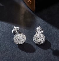 Image 5 of Luxury Round Baguette Cut Iced Out Moissanite Diamond 925 Sterling Silver Earrings