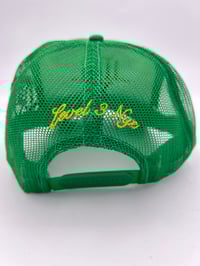 Image 3 of LVL3 NYC GREEN & GOLD TRUCKER HAT 