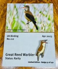 Image 1 of Great Reed Warbler - No.112 - UK Birding Pins - Enamel Pin Badge