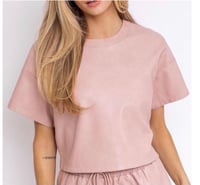Image 1 of Blush Faux Leather Top 