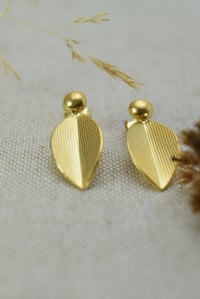 Image 2 of Large Gold Vermeil Leaf Drop Earrings – Fold Collection