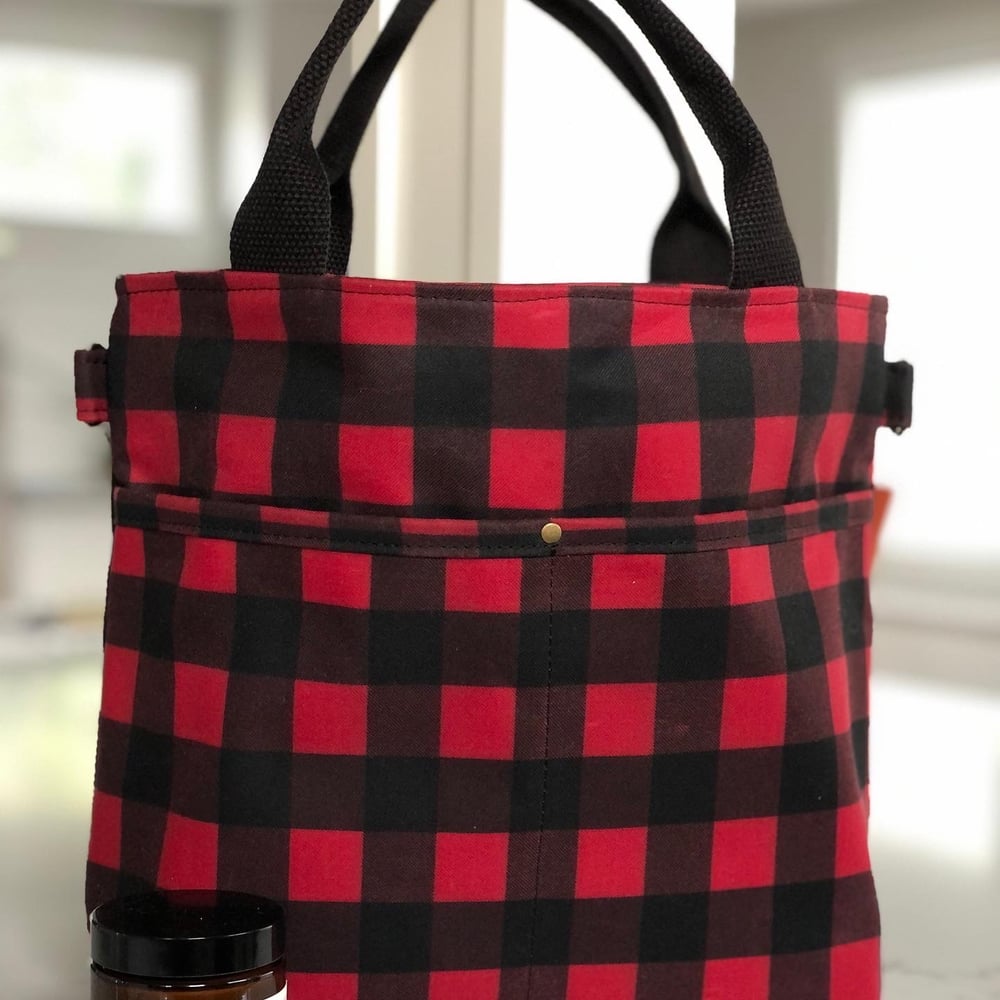 Image of Buffalo Plaid Crossbody Crafting Tote