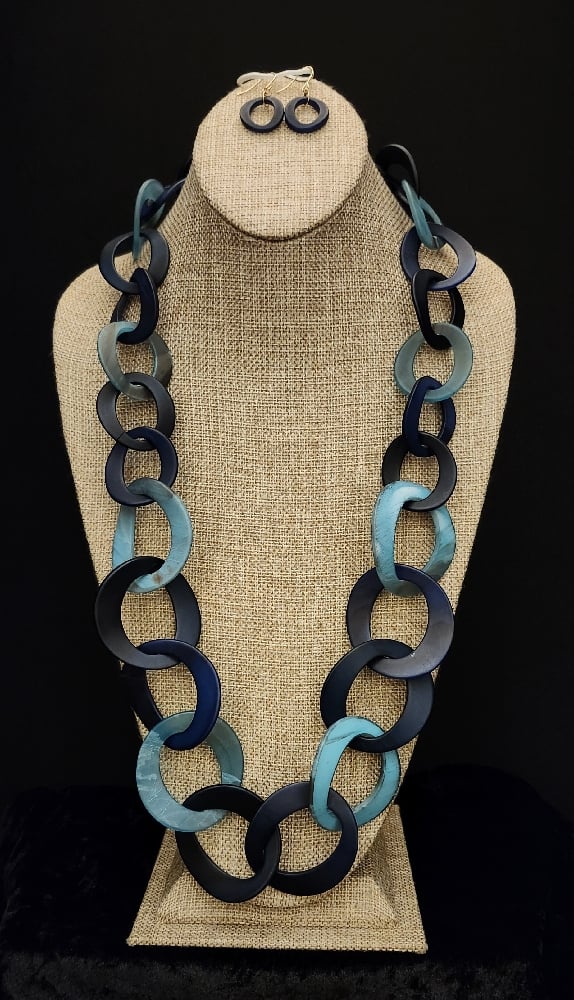 Image of Beautiful Blue Necklace Set 