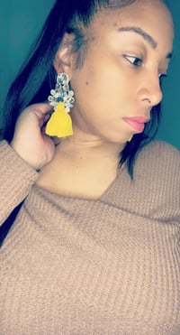 Image 2 of Bombshell tassel earrings CANARY YELLOW
