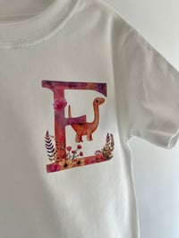 Image 3 of Pink Dinosaur Initial T-Shirt