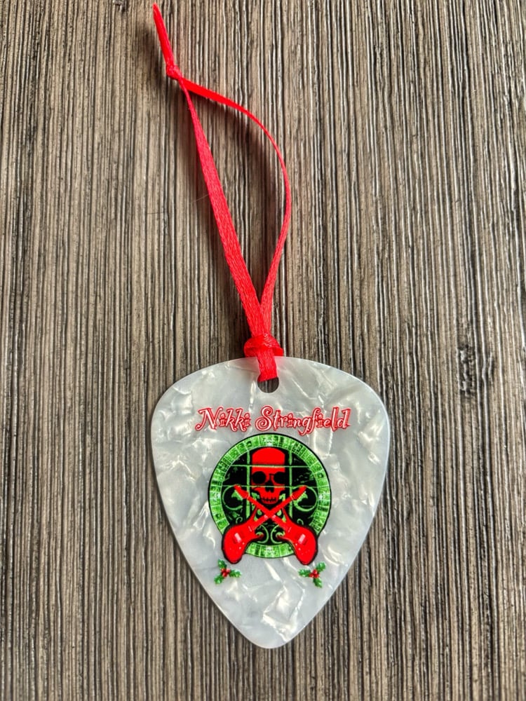 Image of NS Jumbo Guitar Pick Ornament & Holographic Holiday Sticker set 