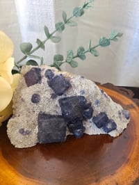 Image 3 of 454g Rare Blue Indigo YGX Cube "QR Code" Fluorite Crystal Specimen 