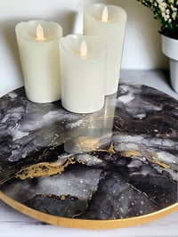 Image 2 of 14" Lazy Susan Turntable Epoxy Resin Art 'The Page of Pentacles'
