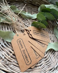 Image 1 of Hand stamped “Happy Birthday” gift tags 