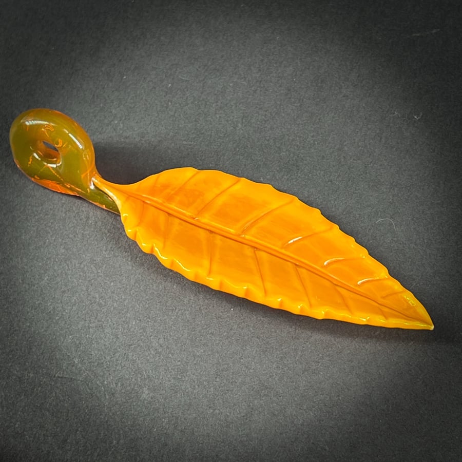 Image of Orange Sunburst Leaf Pendant