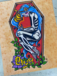 Image 1 of Day of the Dead Sacred Heart and Coffin Girl Art Print