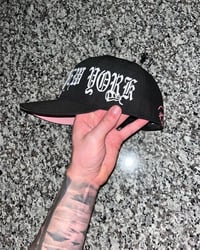 Image 4 of PINK BRIM  BLACK NEW YORK YANKEES CUSTOM FITTED CAP