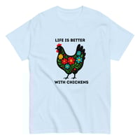 Image 7 of Unisex classic tee, Life Is Better With Chickens T-Shirt | Farm Life Floral Chicken Graphic Tee