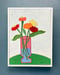 Image of Zinnias on a Green Table