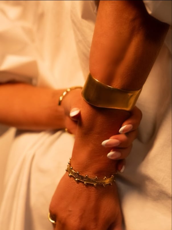 Image of ARANZA 18ct Gold Plated Steel Cuff Bracelet