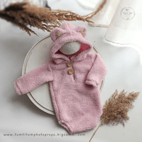 Image 1 of Fluffy Bear romper size 9-12 months - baby pink